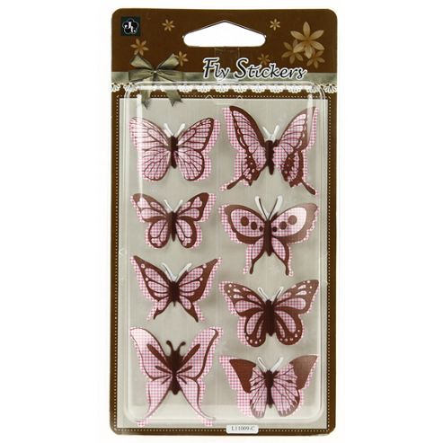 Image of Gingham Butterfly Stickers - Pink/brown