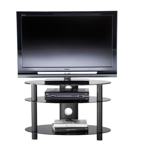 Image of Alphason Accord, 3 Shelf Oval Tv Stand In Black For Tv's Up To 37