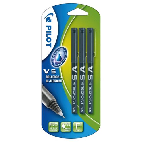 Image of Pilot Hi-techpoint Rollerball V5 Black, 3 Pack