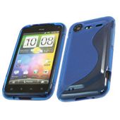 Solid Blue Wave Silicone Crystal Twin Case - HTC Incredible S