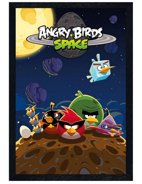 Image of Angry Birds Black Wooden Framed Space Poster