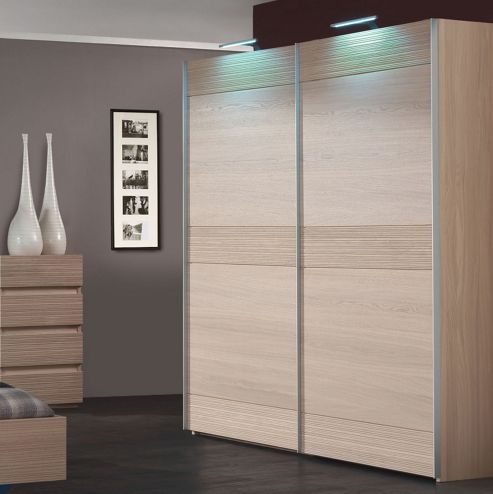 Image of Sleepline Diva Wardrobe With 4 Shelves - 229cm - Grey Mat Lacquered - With Mirror