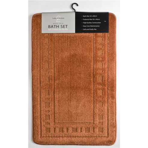 Image of Catherine Landsfield Bathroom Armoni 2pc Bathset, Bath Mat 50x80 Pedestal 50x40, Terracotta