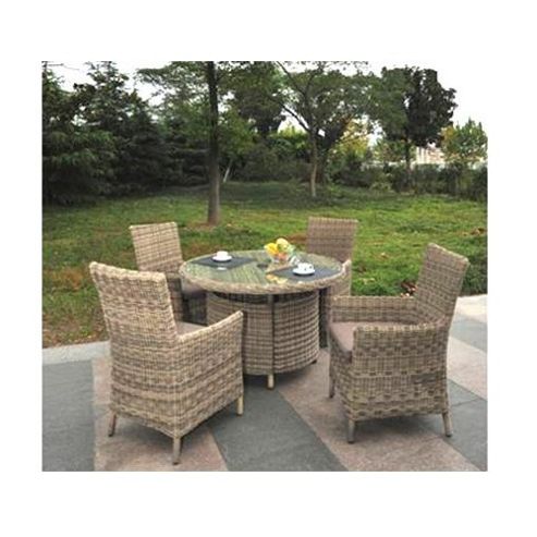 Image of Modena Four Seat Dining Set - 120cm Table With Four Carver Chairs - 5mm Round Modena Weave
