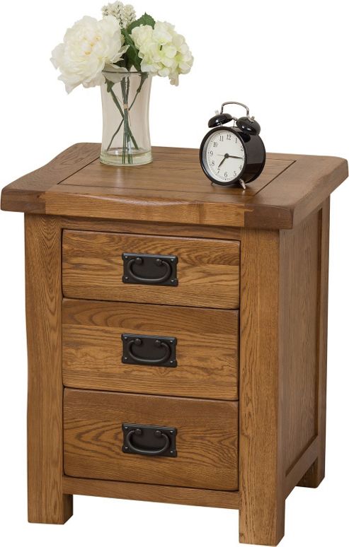 Buy Cotswold Rustic Solid Oak 3 Drawer Bedside Table Cabinet From Our Bedside Chests And Tables 7773