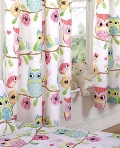 Image of Owl And Friends, Girls Curtains 54s - Multi