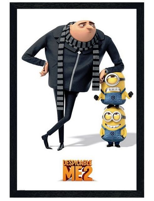 Image of Black Wooden Framed Despicable Me 2 Gru & The Minions Poster