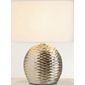 The Lighting & Interiors Group Midi Ripple Table Lamp - Chrome - White Cotton
