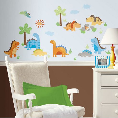 Image of Babysaurus, Dinosaur Wall Stickers. Pack Of 42