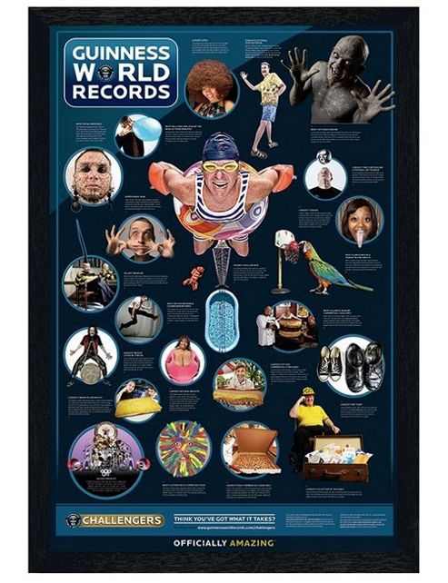 Image of Black Wooden Framed Guinness World Records Challengers Poster