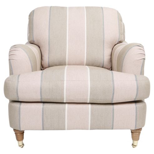 Image of Florence Armchair Linen Effect Stripe Rose