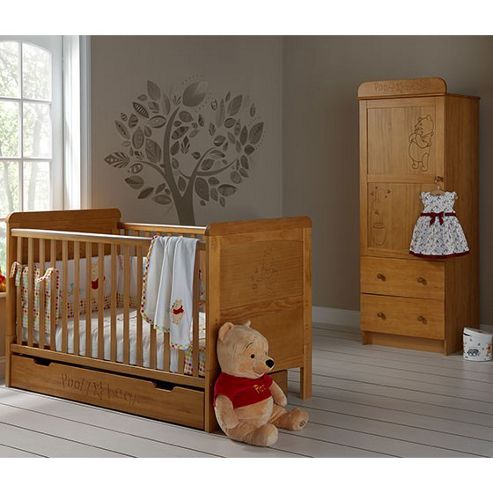 Image of Obaby Winnie The Pooh Cot Bed/drawer/single Wardrobe