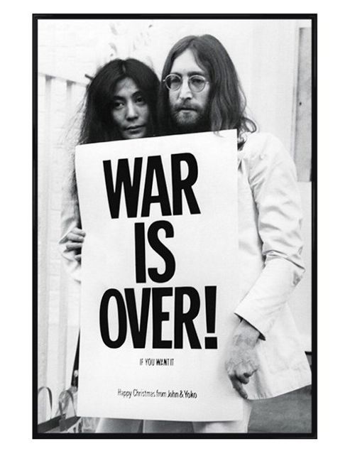 Image of John Lennon & Yoko Ono Gloss Black Framed War Is Over Poster