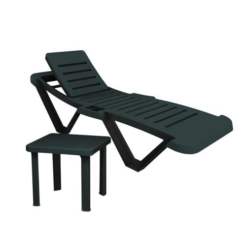 Image of Resol Master Green Sun Lounger & Side Table - X1 Sun Lounger And 1 Table