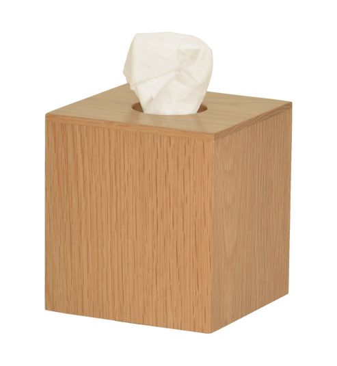 Image of Wireworks Mezza Oak Tissue Box Cube - Natural Oak