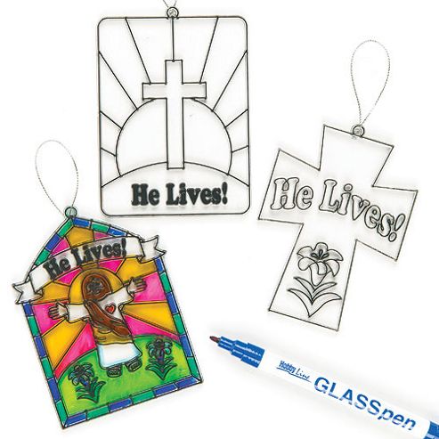 Image of He Lives' Glass Effect Suncatchers (pack Of 6)