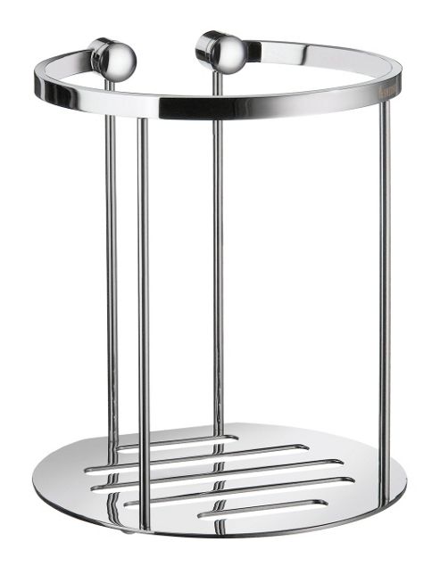 Image of Smedbo Sideline Spare Toilet Roll Holder In Polished Chrome For 2 Toilet Rolls
