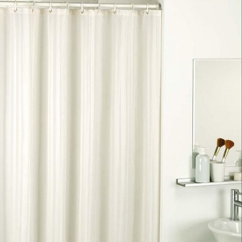Image of Catherine Lansfield Satin Stripe Shower Curtains In Natural