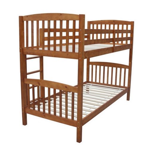 Image of Homegear 3ft Solid Pine Wooden Bunk Bed - Can Split Into 2 Single Beds Honey