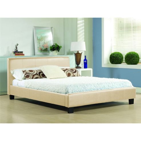 Image of Cream Low End Faux Leather Bed Frame - Single 3ft
