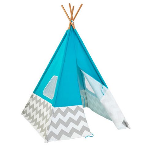 Image of Playkraft Turquoise/grey Chevron Teepee