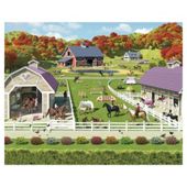 Horse and Pony Stables Wallpaper Mural 8ft x 10ft.
