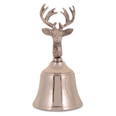 Image of Metal Stag's Head Christmas Bell In Antique Silver Finish