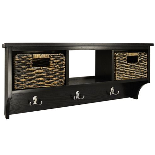 Image of Canterbury - Wall Storage Coat Rack With Baskets - Brown / Black