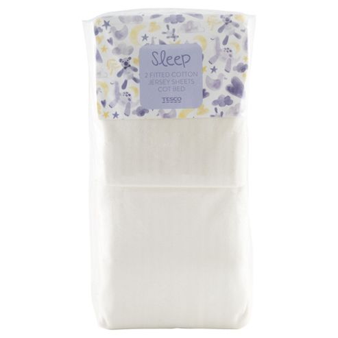 Image of Tesco Cot Bed 2 Fitted Sheets, Cream