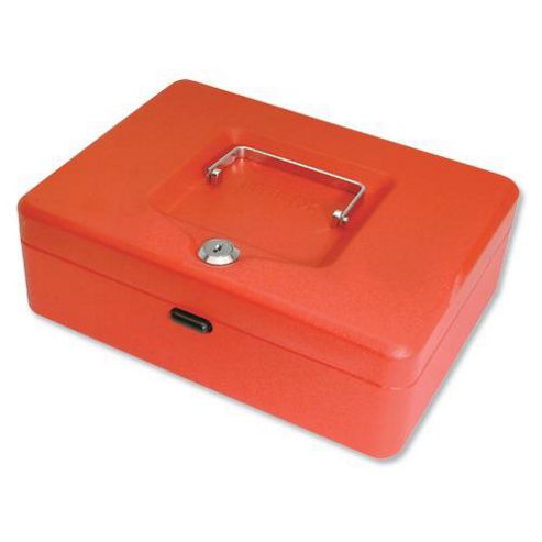 Image of Helix 250mm Sloping Lid Cash Box Red