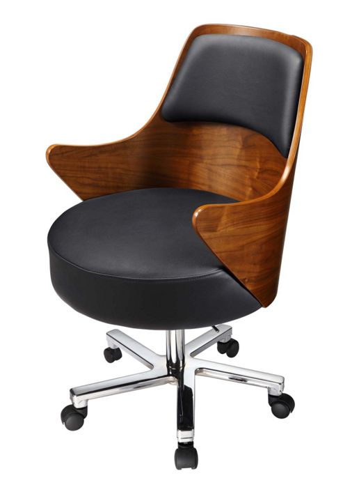Image of Jf401 Luxurious Walnut And Black Leather Chair