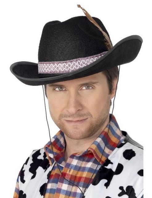 Image of Black Felt Western Hat