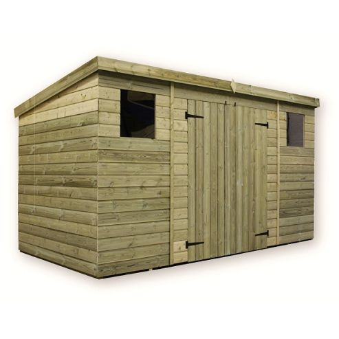12ft x 6ft Large Pressure Treated 12 x 6 T&amp;G Pent Shed + Double Doors 