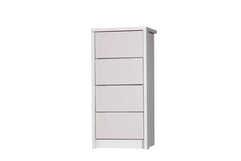 Image of Alto Furniture Avola 4 Drawer Tall Boy Chest - White Avola Carcass With Sand Gloss