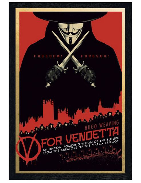 Image of V For Vendetta Black Wooden Framed An Uncompromising Vision Of The Future Poster