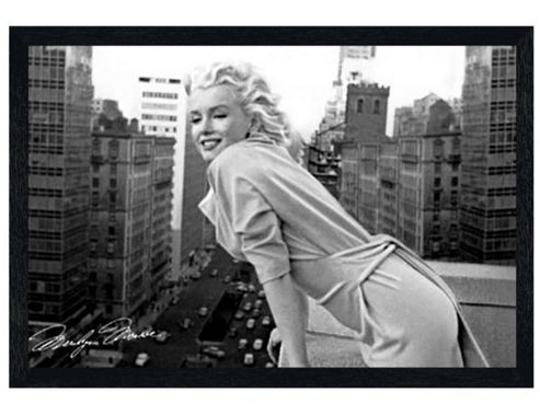 Image of Marilyn Monroe Manhattan Balcony Black Wooden Framed Poster