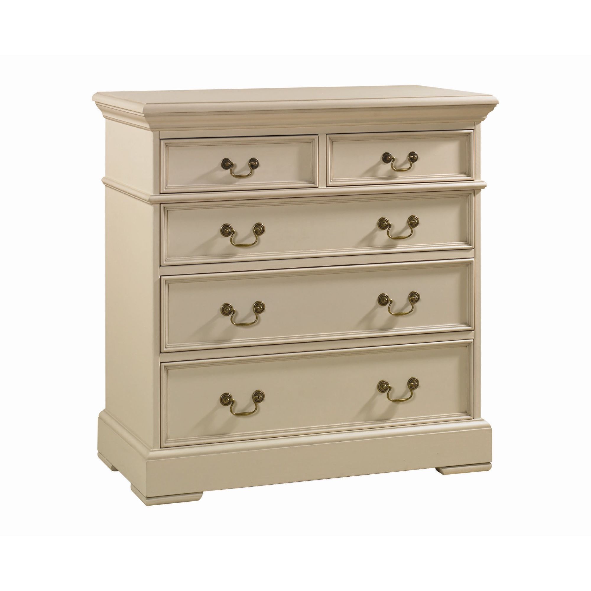 YP Furniture Country House Five Drawer Chest - Oak Top and Ivory at Tesco Direct