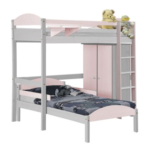 Image of Maximus L Shape High Sleeper Set 1 White With Pink Details