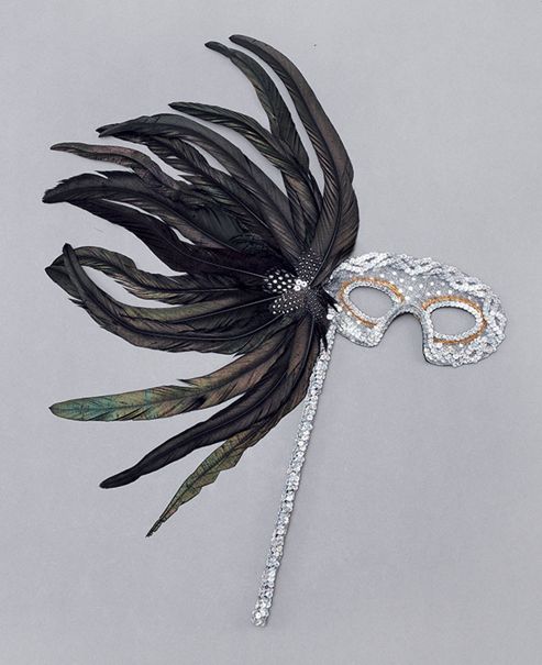 Image of Silver Hologram Mask On Stick