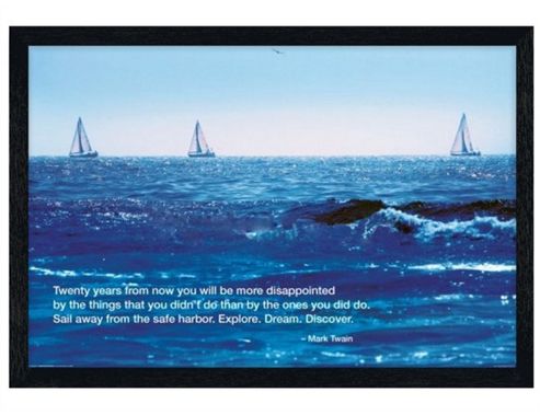 Image of Mark Twain Black Wooden Framed Explore. Dream. Discover Poster