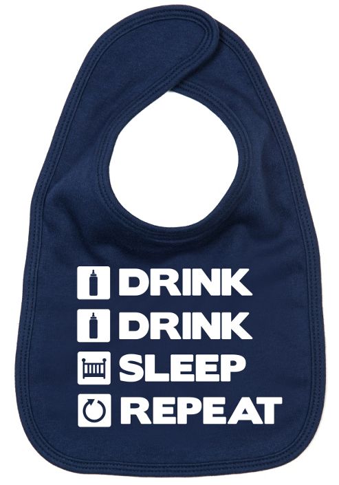 Image of Dirty Fingers Drink Drink Sleep Repeat Baby Bib Navy