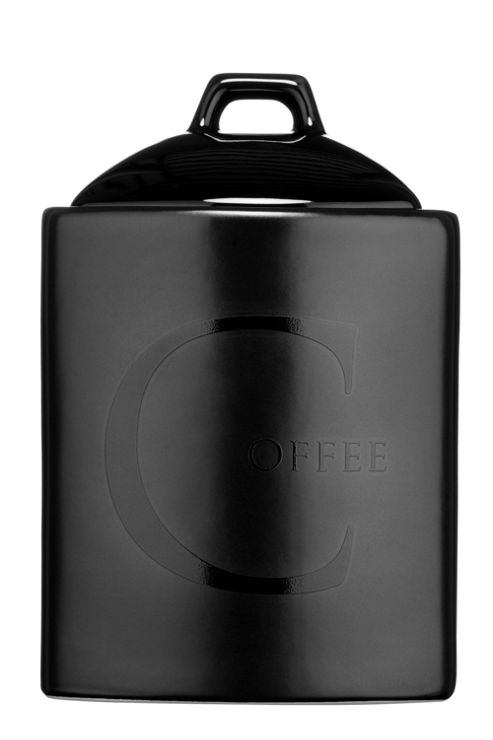 Image of Premier Housewares Black Ceramic Text Coffee Storage Jar