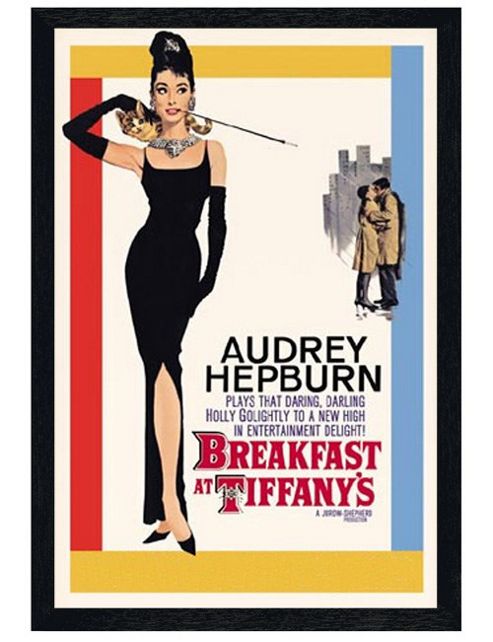Image of Audrey Hepburn Black Wooden Framed Breakfast At Tiffany Poster