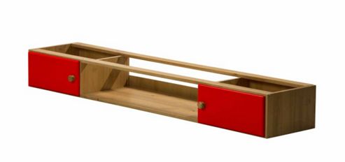Image of Catania Under Bed Cupboards With Open Shelf In Antique &amp; Red