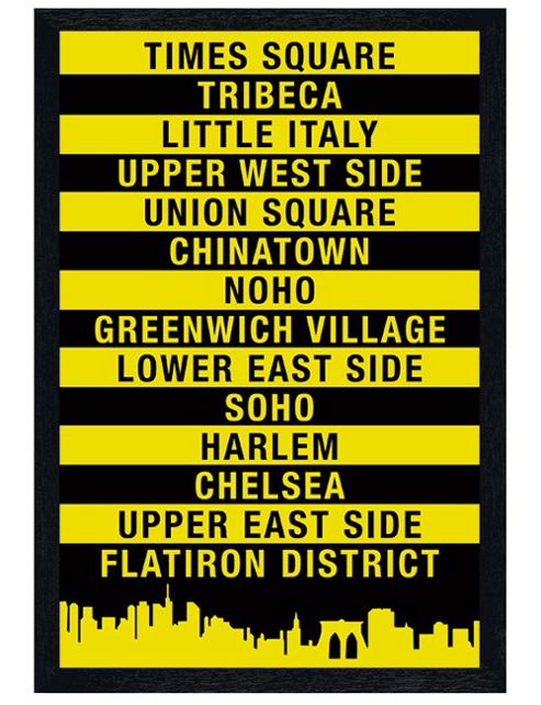 Image of New York City Black Wooden Framed Signs Of The Big Apple Poster