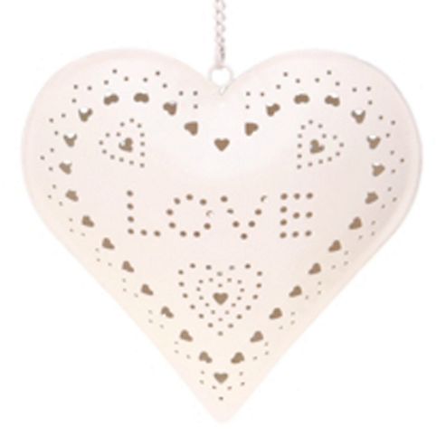 Image of Love - Hanging Metal Tea Light Holder - Cream