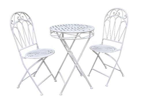 Image of Romance Bistro Antique White Set - 60cm Folding Table With 2 Folding Chairs