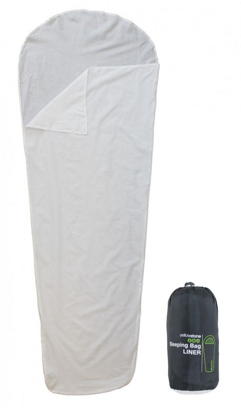 Image of Yellowstone Single Poly Cotton Mummy Sleeping Bag Liner White