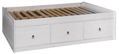 Image of Corona White Washed Wax Pine Cabin Single 3ft Childs Storage Bed Frame Elegant