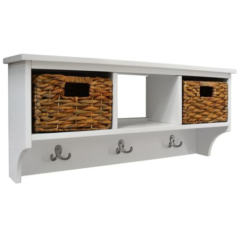 Image of Canterbury - Wall Storage Coat Rack With Baskets - White